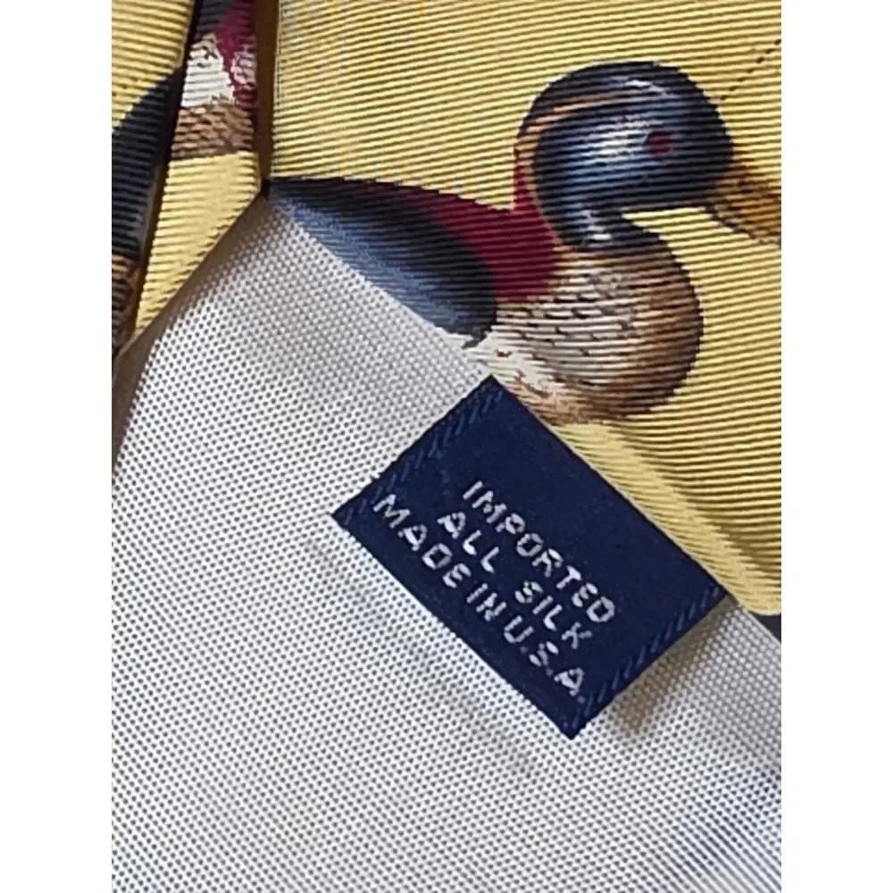 Ducks Unlimited Mallard Duck Yellow Imported Silk Neck Tie Made in USA